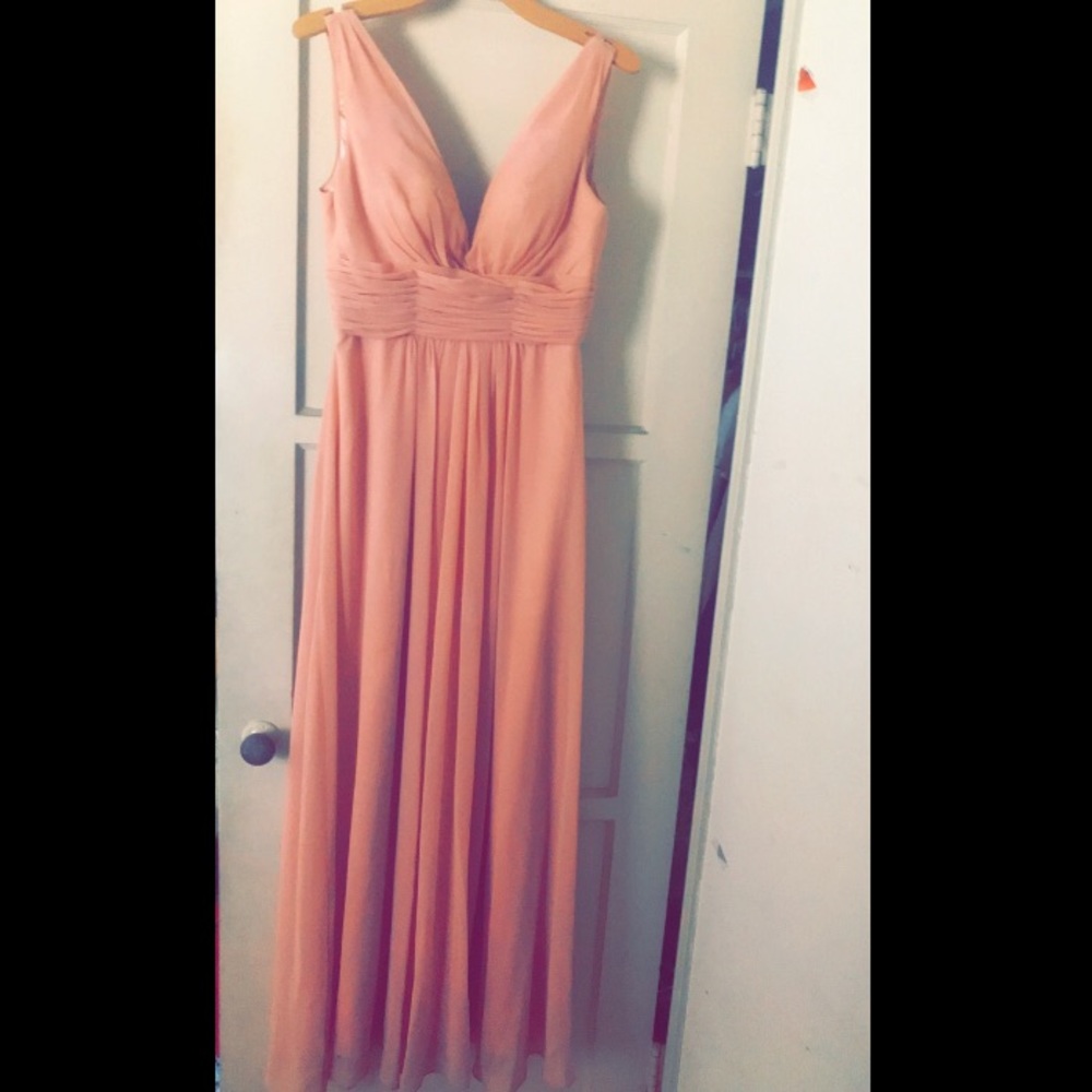 Pale pink bohemian bridesmaid prom dress